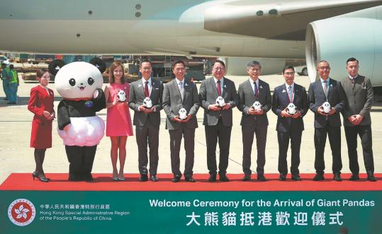 Officials, cheerful fans greet new panda pair in HK