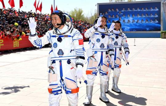 Astronauts embark on six-month space trip