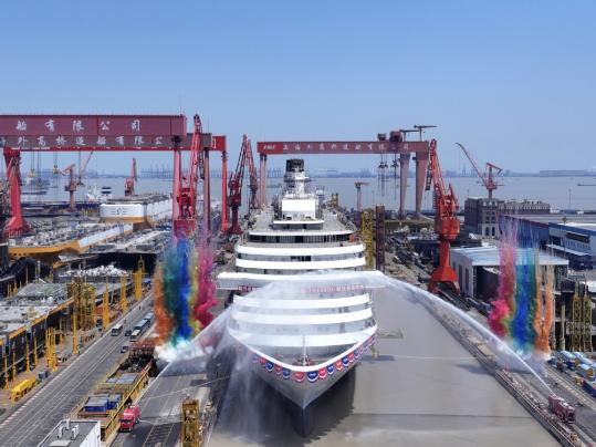 Construction of China's Adora Flora City cruise ship enters floating stage