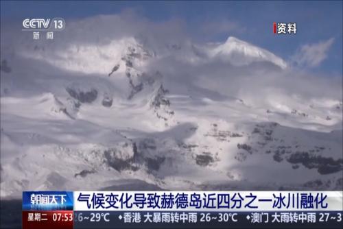 气候变化导致赫德岛近四分之一冰川融化