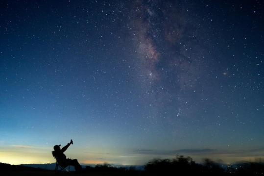 Milky Way visible with naked eye at Guizhou wind farm