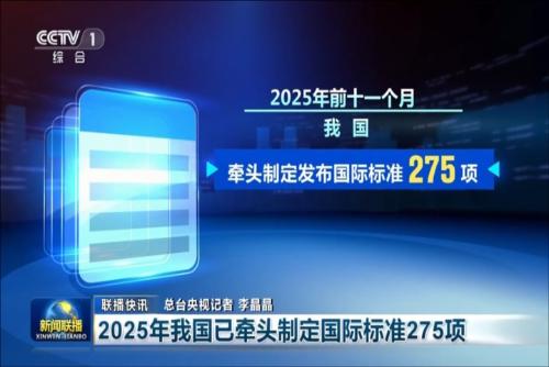 2025年我国已牵头制定国际标准275项