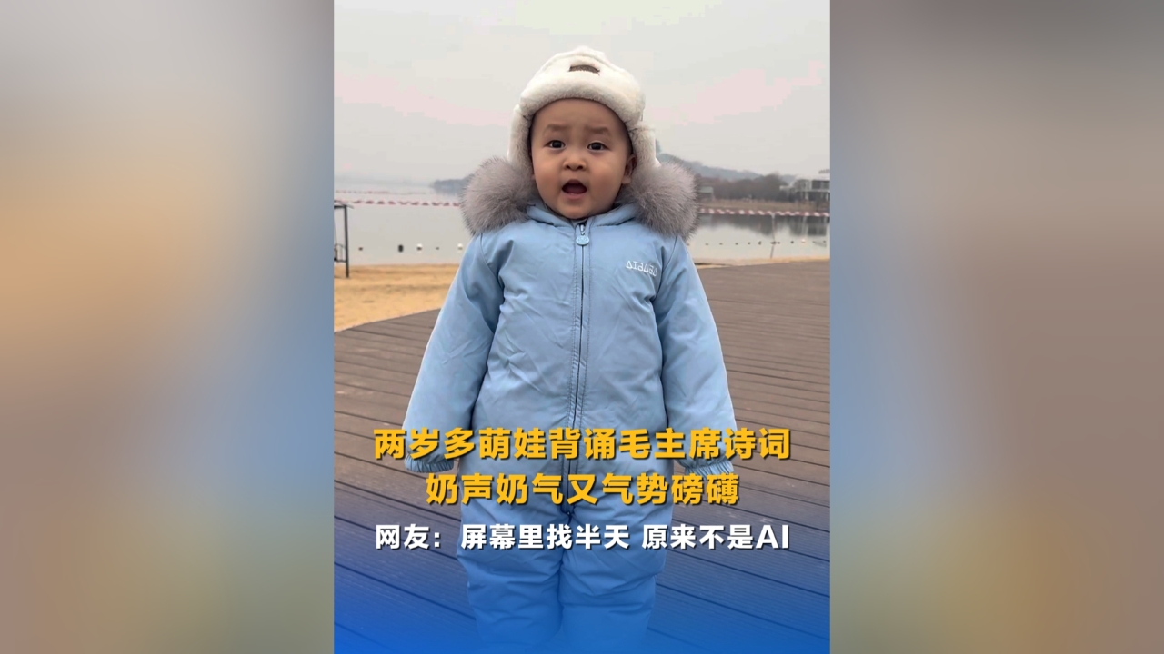 两岁多萌娃背诵毛主席诗词 奶声奶气又气势磅礴