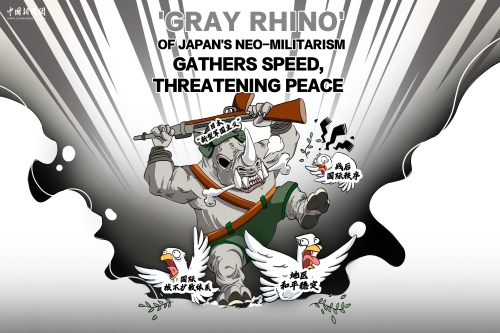 Comicomment: 'Gray rhino' of Japan's neo-militarism is breaking through the barriers of peace