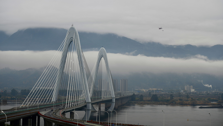 福州出现平流雾景观
