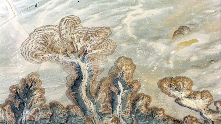 河南济源：黄河河床现“沙画”景观