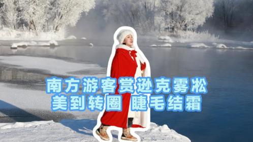 南方游客赏逊克雾凇美到转圈